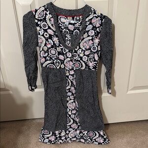 Floral Black and White Women's Dress